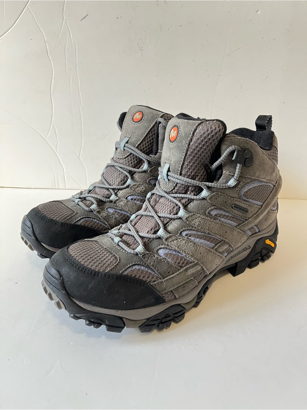 Merrell Moab 2 Mid Waterproof Gray Suede Leather trail Hiking Boots size 10.5W